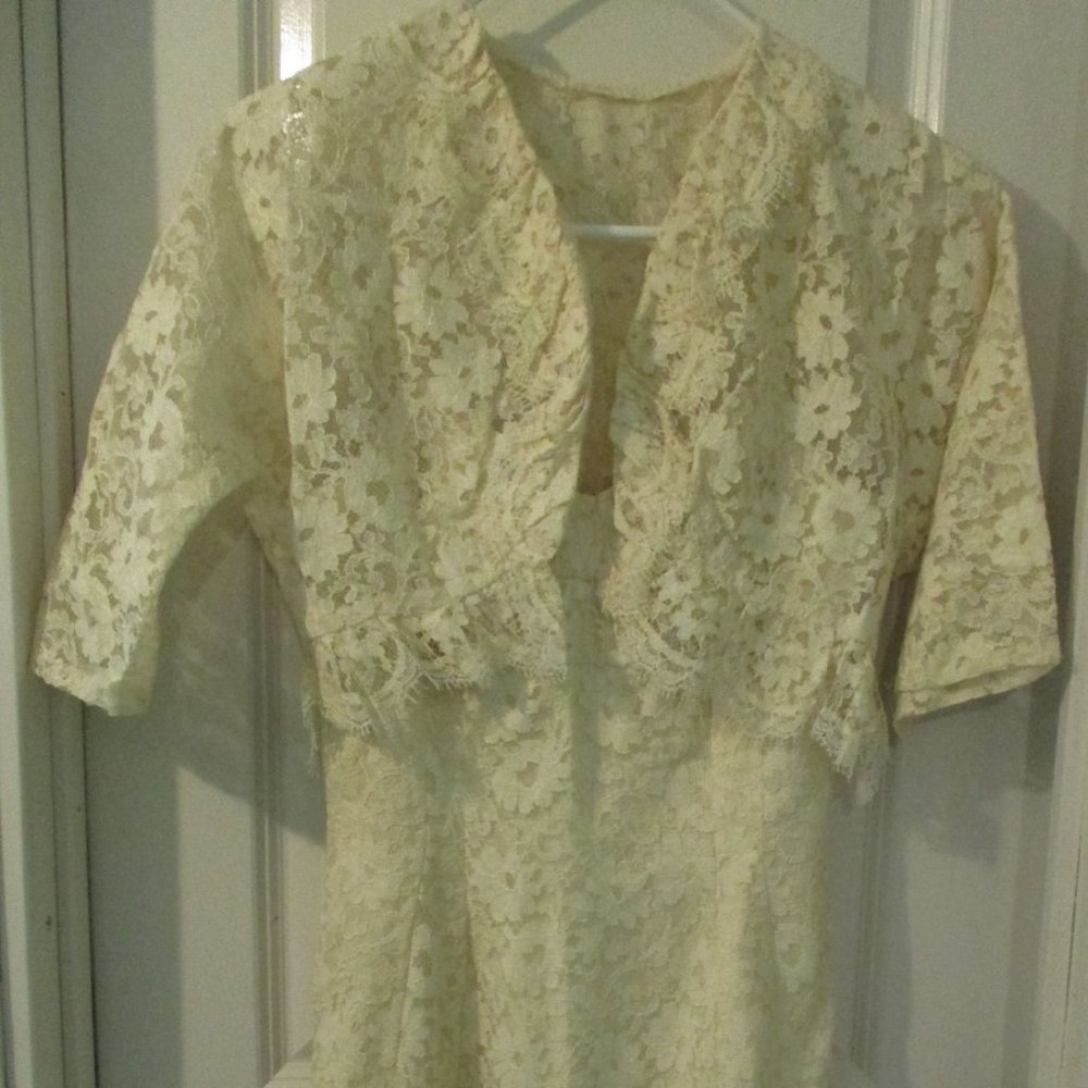 50s/60s Lilli Diamond Creamy White Lace Twin Set